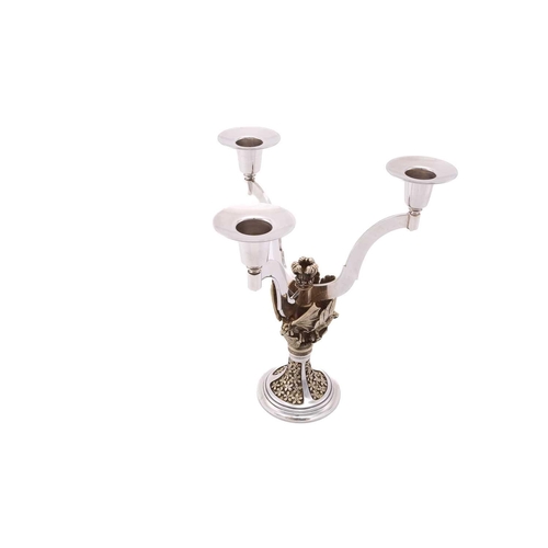 184 - An Aurum silver limited edition 104/400 three-sconce candelabrum, commemorating the wedding of Princ... 