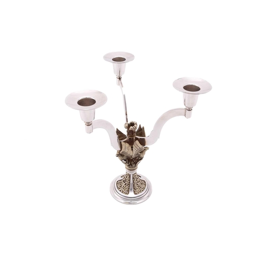 184 - An Aurum silver limited edition 104/400 three-sconce candelabrum, commemorating the wedding of Princ... 