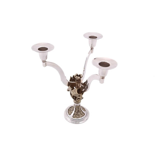 184 - An Aurum silver limited edition 104/400 three-sconce candelabrum, commemorating the wedding of Princ... 