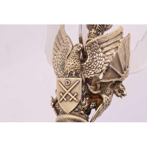 184 - An Aurum silver limited edition 104/400 three-sconce candelabrum, commemorating the wedding of Princ... 