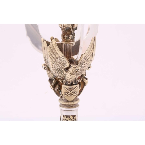 184 - An Aurum silver limited edition 104/400 three-sconce candelabrum, commemorating the wedding of Princ... 