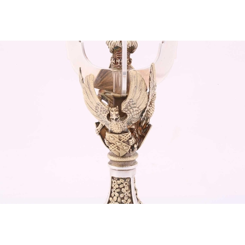 184 - An Aurum silver limited edition 104/400 three-sconce candelabrum, commemorating the wedding of Princ... 