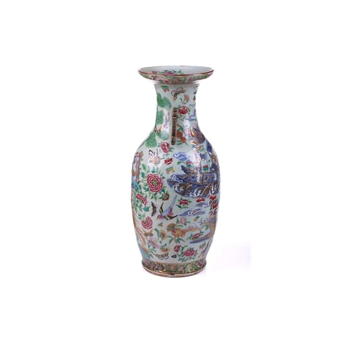 123 - A large Chinese Famile Rose baluster vase, Qing Dynasty, probably Daoguang, with stylized fungus han... 