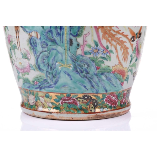 123 - A large Chinese Famile Rose baluster vase, Qing Dynasty, probably Daoguang, with stylized fungus han... 