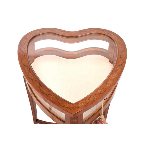 131 - An Edwardian satinwood heart-shaped bijouterie table in the manner of Druce & Co of London, inlaid w... 