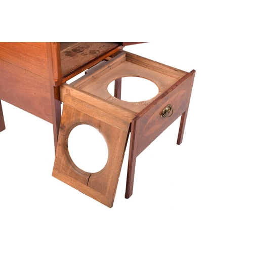 137 - A George III mahogany tray-topped night cupboard with a single drawer and sliding lower section, sup... 
