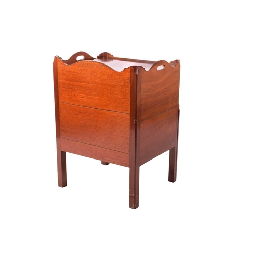 137 - A George III mahogany tray-topped night cupboard with a single drawer and sliding lower section, sup... 