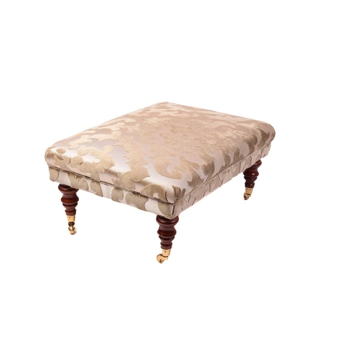 142 - A Regency style settee, 20th century, well upholstered in a square grid pattern material, on square ... 