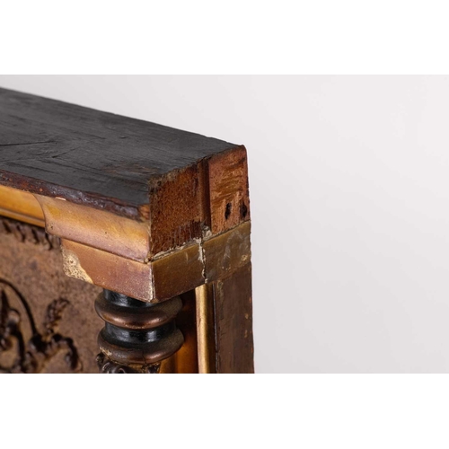 150 - A Regency carved wood and gilt gesso pier glass, the inverted breakfront frame with sphere set corni... 