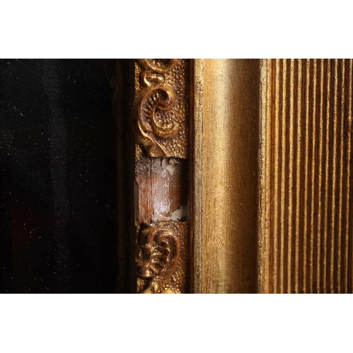 151 - A 19th-century moulded and gilt plaster mirror with bevelled glass, the crest with a bird amongst ro... 