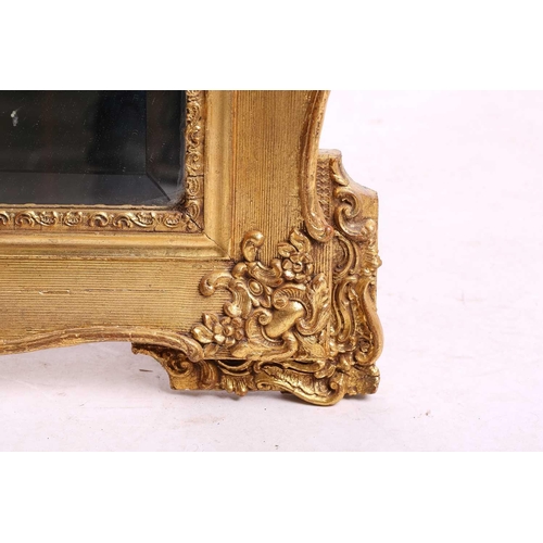 151 - A 19th-century moulded and gilt plaster mirror with bevelled glass, the crest with a bird amongst ro... 