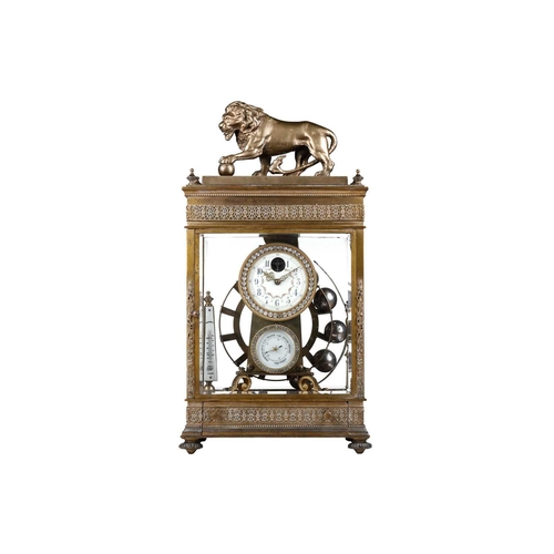 161 - An early 20th-century constant force, 'Ferris Wheel' tumbling ball compendium timepiece/ thermometer... 