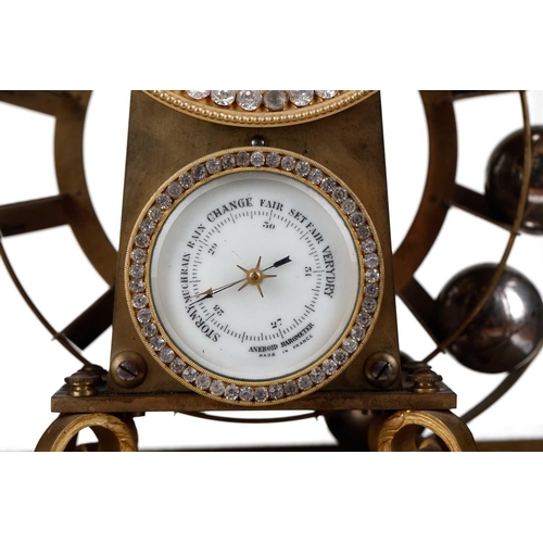 161 - An early 20th-century constant force, 'Ferris Wheel' tumbling ball compendium timepiece/ thermometer... 