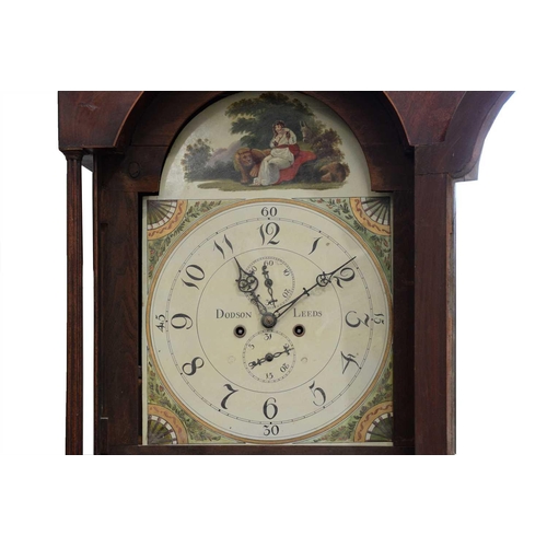163 - Thomas Dodson, Leeds, an early 19th century oak-cased 8-day longcase clock, with a painted broken ar... 