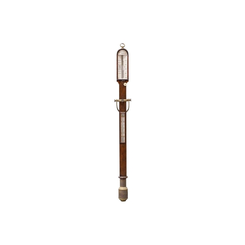 166 - A Victorian rosewood Marine stick barometer, an ivory label above the gauge reads 'Cairns, 13 Waterl... 