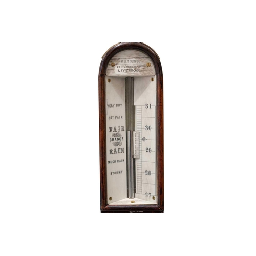 166 - A Victorian rosewood Marine stick barometer, an ivory label above the gauge reads 'Cairns, 13 Waterl... 