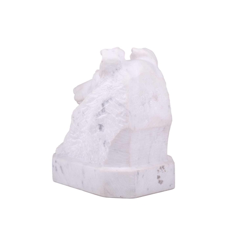170 - Dennis Jones; a 20th-century carved white marble bust study of a Scottish Collie bearing the artist'... 