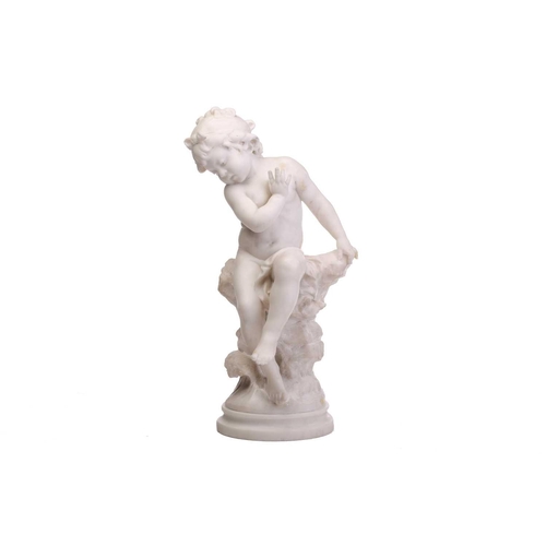 174 - Louis Auguste Moreau (French, 1834-1917); a large carved white marble figure of a 'cherubic' infant ... 