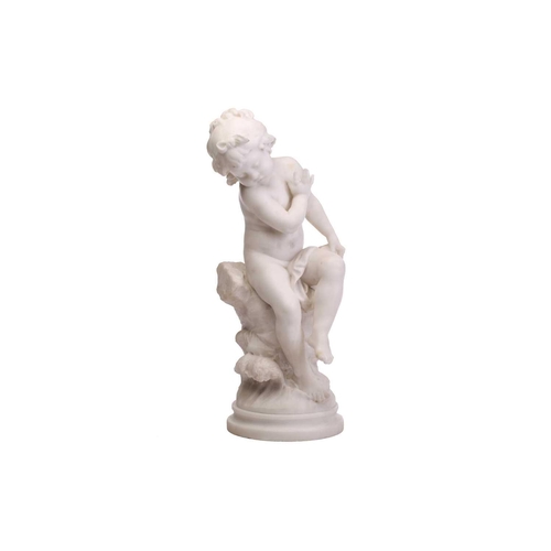 174 - Louis Auguste Moreau (French, 1834-1917); a large carved white marble figure of a 'cherubic' infant ... 