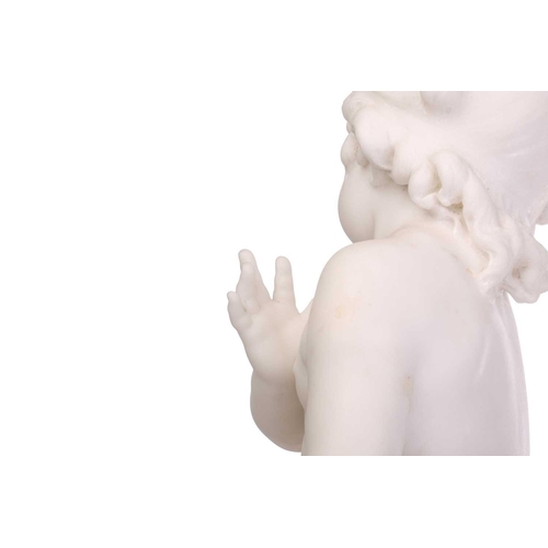 174 - Louis Auguste Moreau (French, 1834-1917); a large carved white marble figure of a 'cherubic' infant ... 