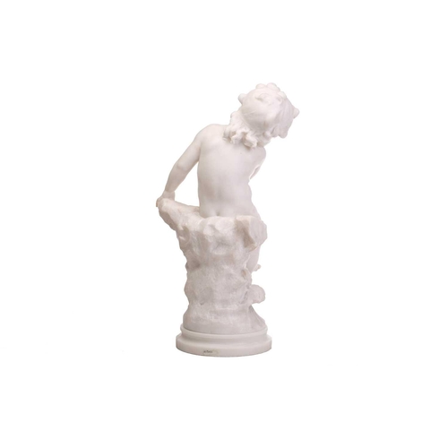 174 - Louis Auguste Moreau (French, 1834-1917); a large carved white marble figure of a 'cherubic' infant ... 