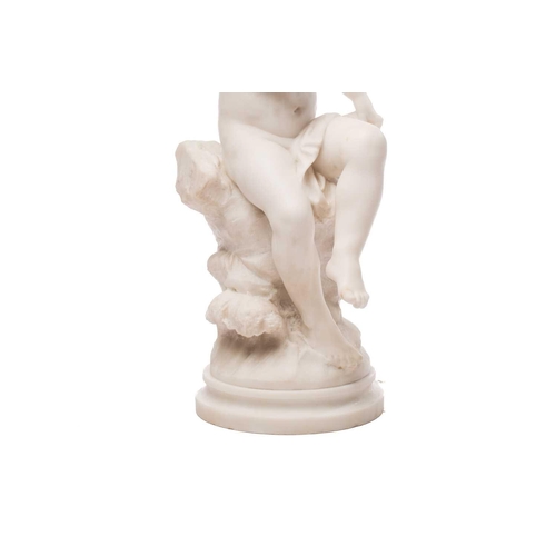 174 - Louis Auguste Moreau (French, 1834-1917); a large carved white marble figure of a 'cherubic' infant ... 