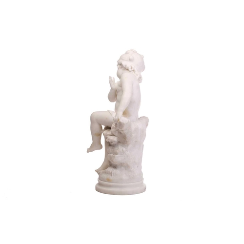 174 - Louis Auguste Moreau (French, 1834-1917); a large carved white marble figure of a 'cherubic' infant ... 