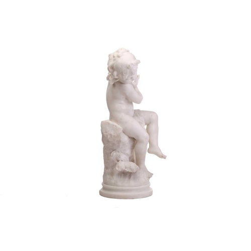 174 - Louis Auguste Moreau (French, 1834-1917); a large carved white marble figure of a 'cherubic' infant ... 