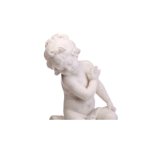 174 - Louis Auguste Moreau (French, 1834-1917); a large carved white marble figure of a 'cherubic' infant ... 