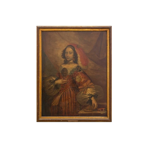 3 - Attributed to Claudio Coello (1642-1693) Spain, Portrait of a Spanish noble lady, her hand resting o... 