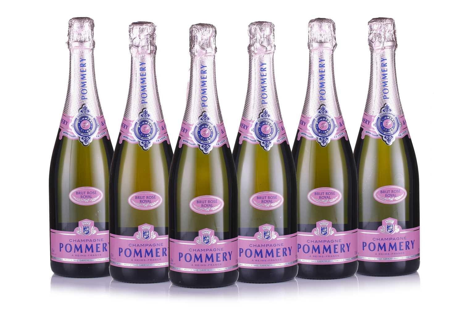 Six bottles of Pommery Brut Rose Royal Champagne, in cartons. Qty: (6)