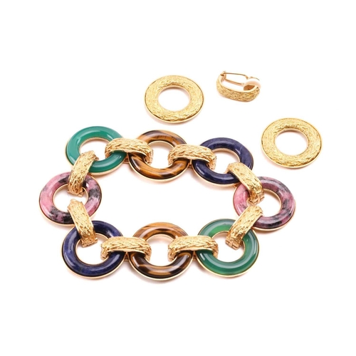 1 - A French multi-gemstone modular bracelet and earrings suite, by Ulmer et Cie circa 1960, designed as... 