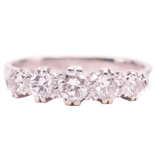 121 - A diamond five stone ring, set with a graduated row of round brilliant cut diamonds with a total est... 