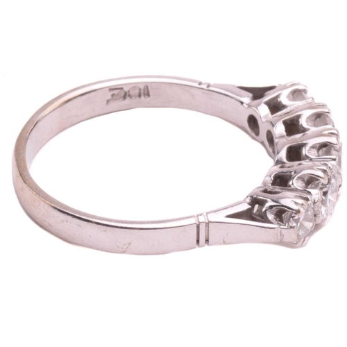 121 - A diamond five stone ring, set with a graduated row of round brilliant cut diamonds with a total est... 