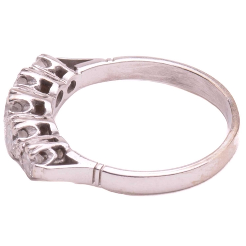 121 - A diamond five stone ring, set with a graduated row of round brilliant cut diamonds with a total est... 