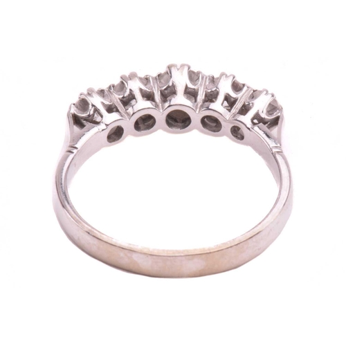121 - A diamond five stone ring, set with a graduated row of round brilliant cut diamonds with a total est... 