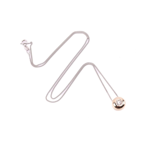 127 - A diamond pendant on curb link chain, the brilliant-cut diamond of 4.0 x 2.6 mm with an estimated we... 