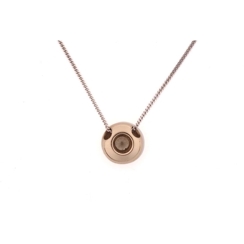 127 - A diamond pendant on curb link chain, the brilliant-cut diamond of 4.0 x 2.6 mm with an estimated we... 
