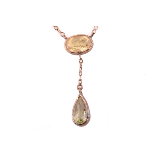 145 - An Edwardian styled aquamarine and seed pearl necklace and three others; the scrolling foliate centr... 