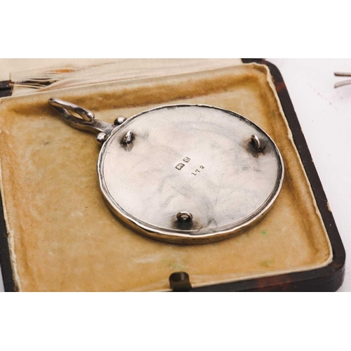 163 - A collection of Arts & Crafts jewellery; to include a shagreen-set silver pendant, of foliage design... 