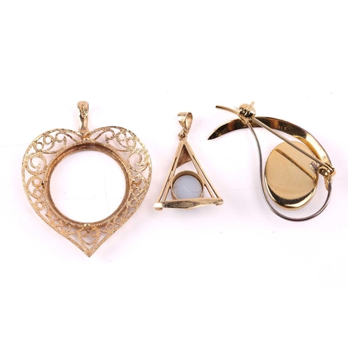 169 - An opal doublet pendant, with an abstract triangular design set to the centre with an oval opal doub... 