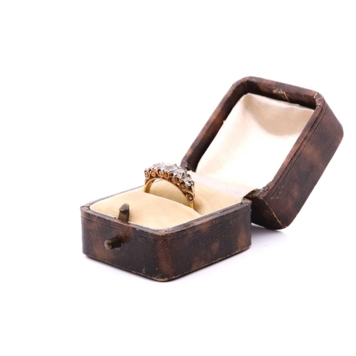 178 - A late Victorian diamond five stone ring, set with a graduated row of old cut diamonds, with a total... 