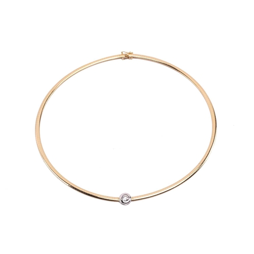 248 - A diamond-set collar necklace, featuring a collet-set brilliant-cut diamond with an estimated weight... 