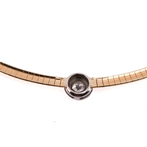 248 - A diamond-set collar necklace, featuring a collet-set brilliant-cut diamond with an estimated weight... 