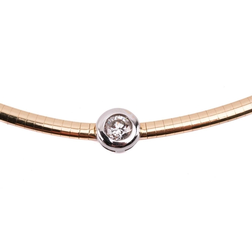 248 - A diamond-set collar necklace, featuring a collet-set brilliant-cut diamond with an estimated weight... 