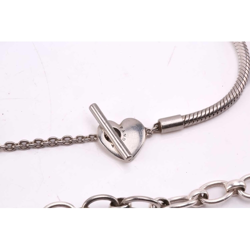 263 - Pandora and Links of London silver charm bracelets and few others; comprising two snake chain Pandor... 