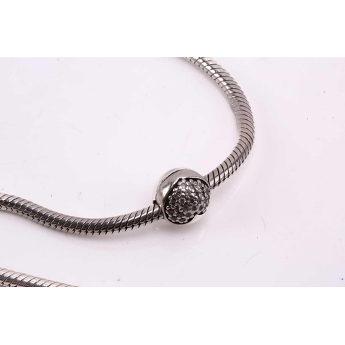 263 - Pandora and Links of London silver charm bracelets and few others; comprising two snake chain Pandor... 