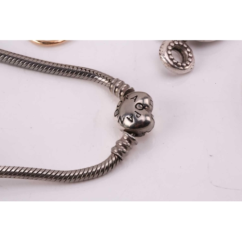263 - Pandora and Links of London silver charm bracelets and few others; comprising two snake chain Pandor... 