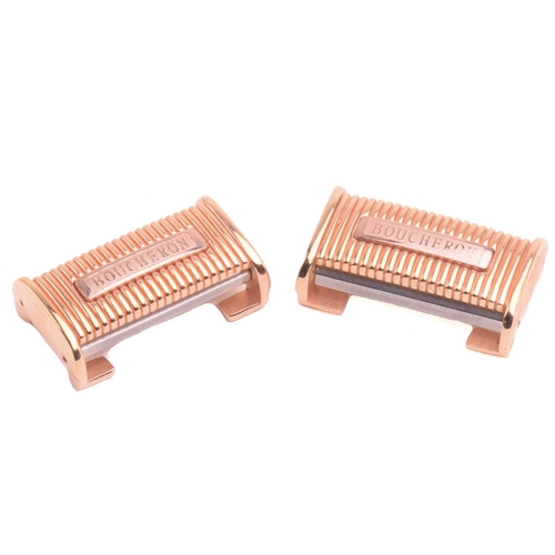 266 - Boucheron - two ribbed watch strap buckles for the Reflet model, suitable for 22mm wide straps, 18ct... 