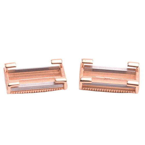 266 - Boucheron - two ribbed watch strap buckles for the Reflet model, suitable for 22mm wide straps, 18ct... 